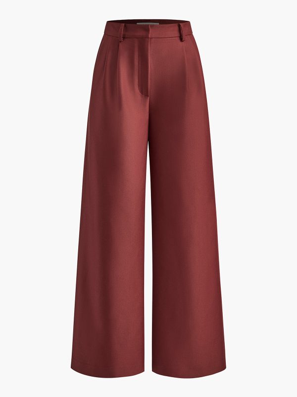 Solid Wide Leg Pants Without Belt - Image 11