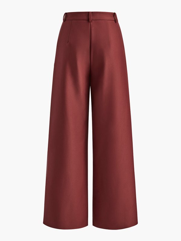 Solid Wide Leg Pants Without Belt - Image 12