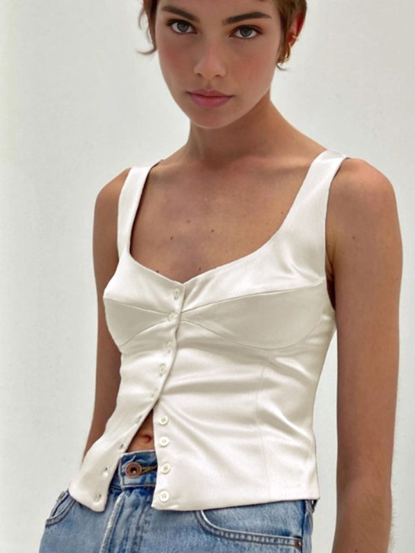 Casual Button-Front Strappy Top - Image 2