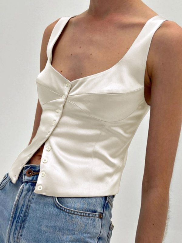 Casual Button-Front Strappy Top - Image 4