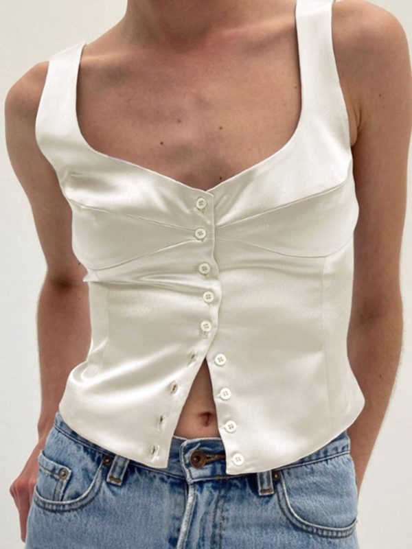 Casual Button-Front Strappy Top - Image 3