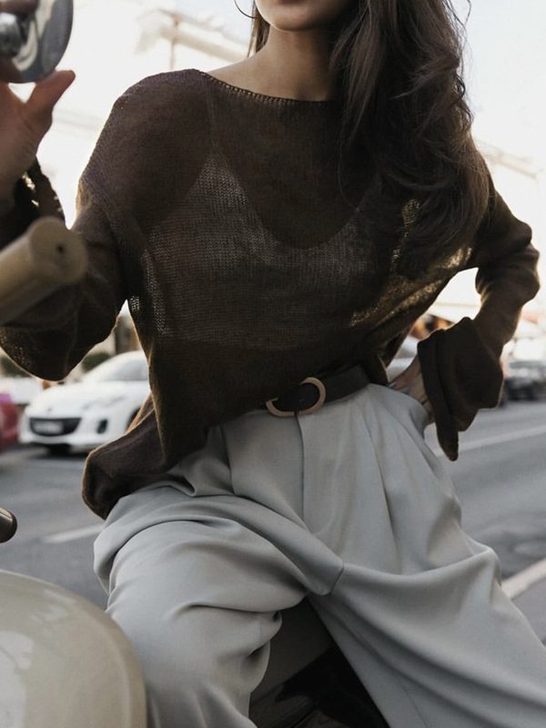 Hollow Draped Snug Knit Top - Image 8