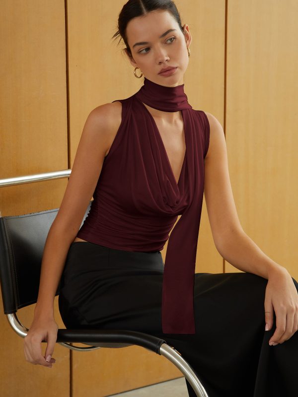 Solid Twist Front Sleeveless T-Shirt - Image 6