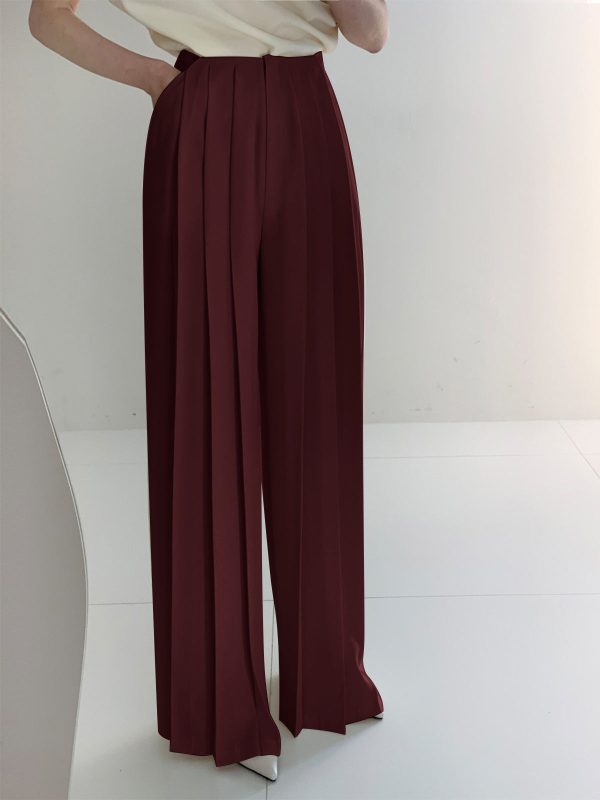 Pleated High Waist Wide Leg Pants - Image 11