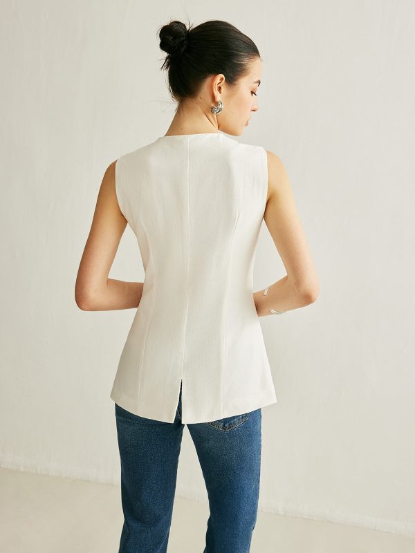 Button Detail Sleeveless Vest - Image 6