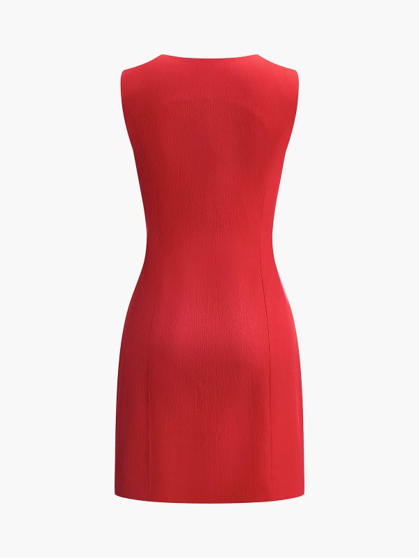 Snug V-Neck Sleeveless Short Dress - Image 13