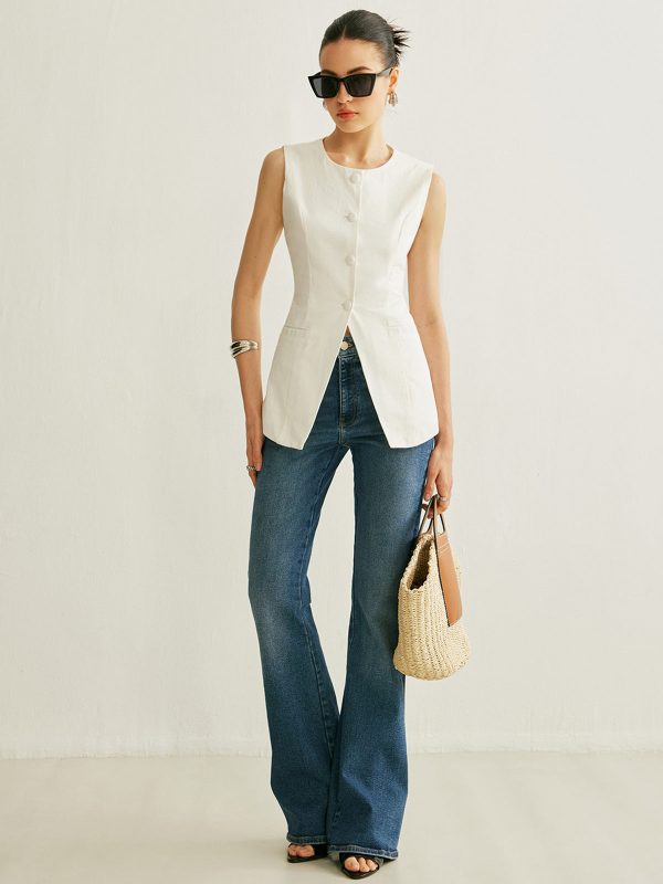 Button Detail Sleeveless Vest - Image 4