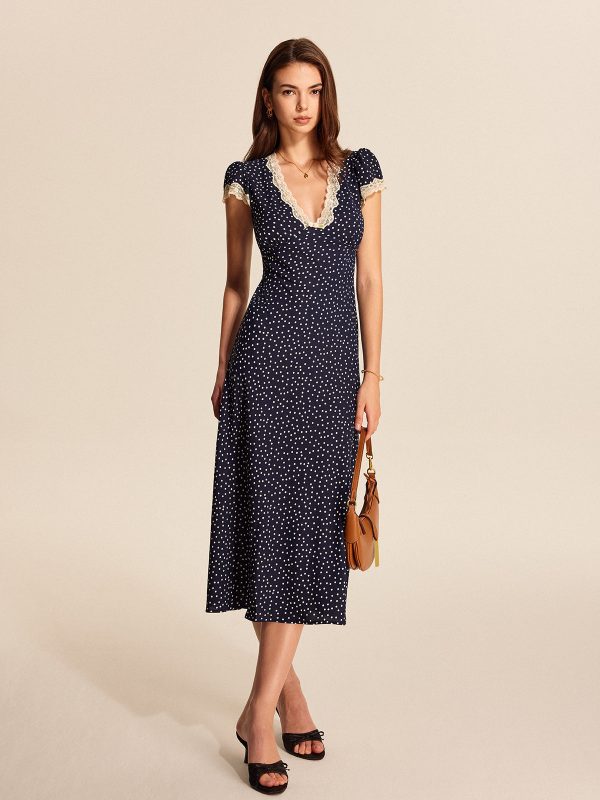Polka Dot Lace-Trim Dress - Image 2