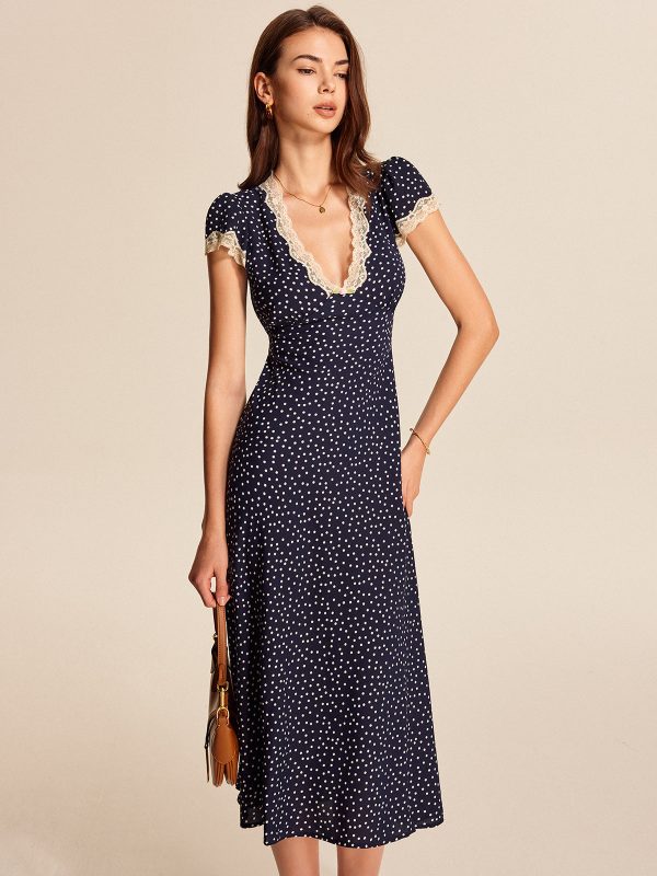 Polka Dot Lace-Trim Dress - Image 3