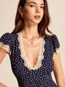 Polka Dot Lace-Trim Dress