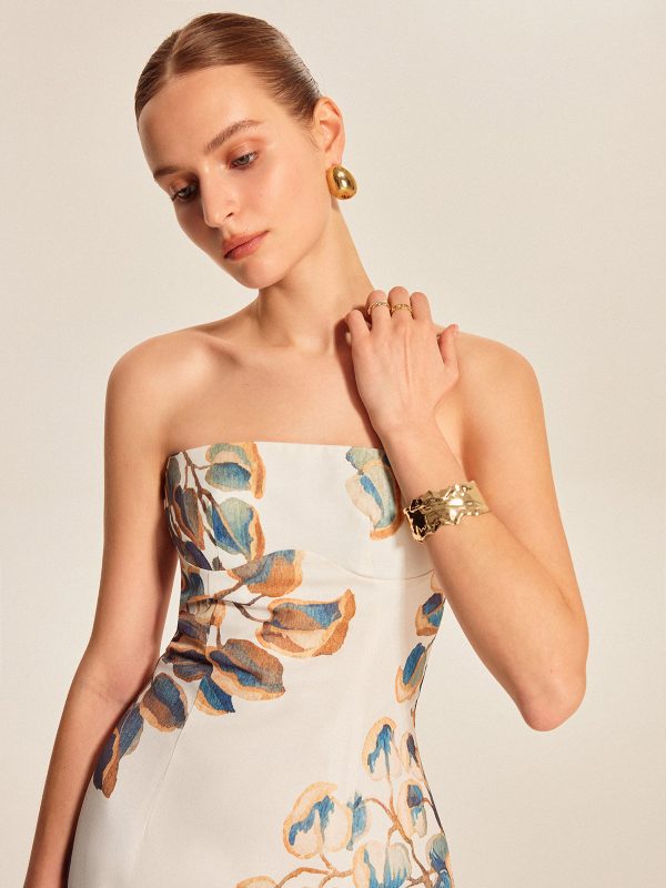 Floral Print Strapless Dress - Image 4