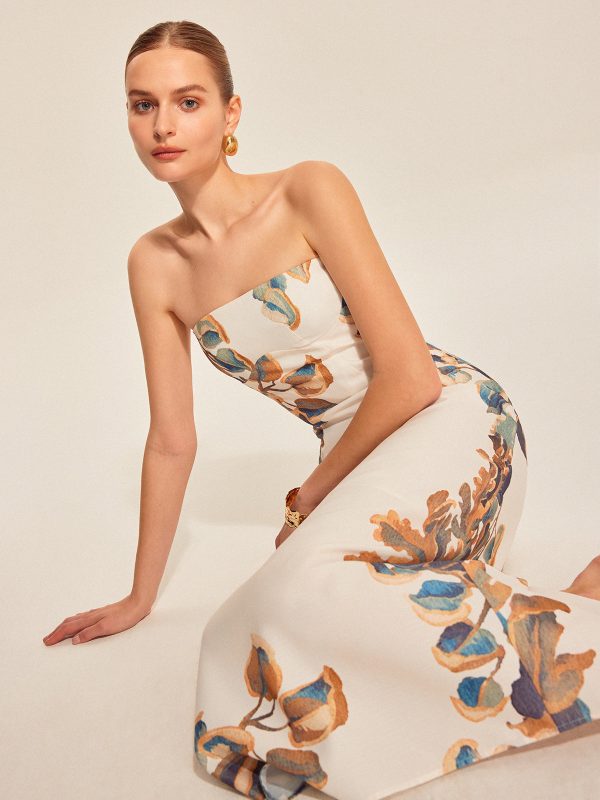 Floral Print Strapless Dress - Image 2