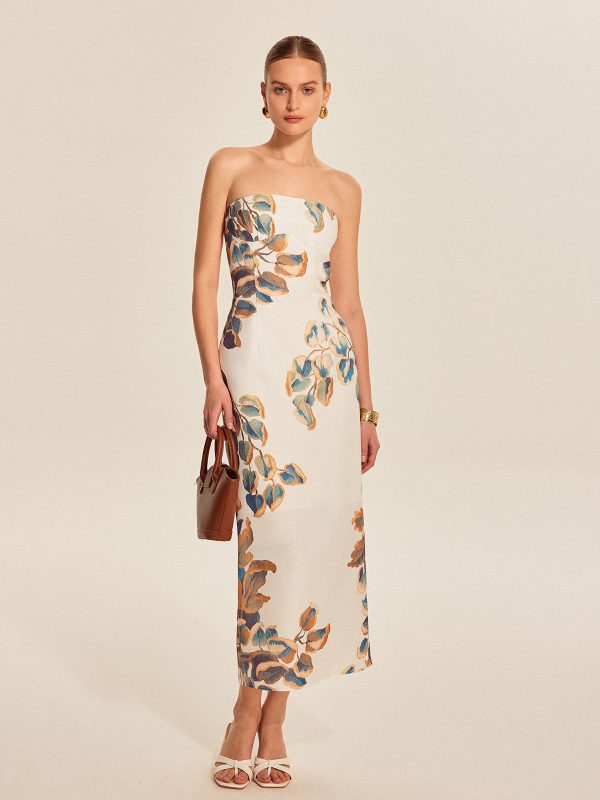 Floral Print Strapless Dress - Image 3