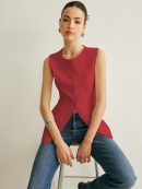 Button Detail Sleeveless Vest