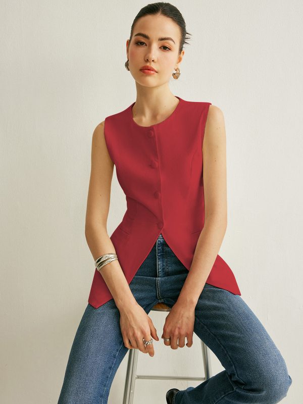 Button Detail Sleeveless Vest - Image 7