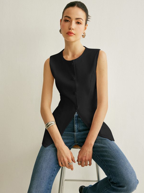 Button Detail Sleeveless Vest - Image 8