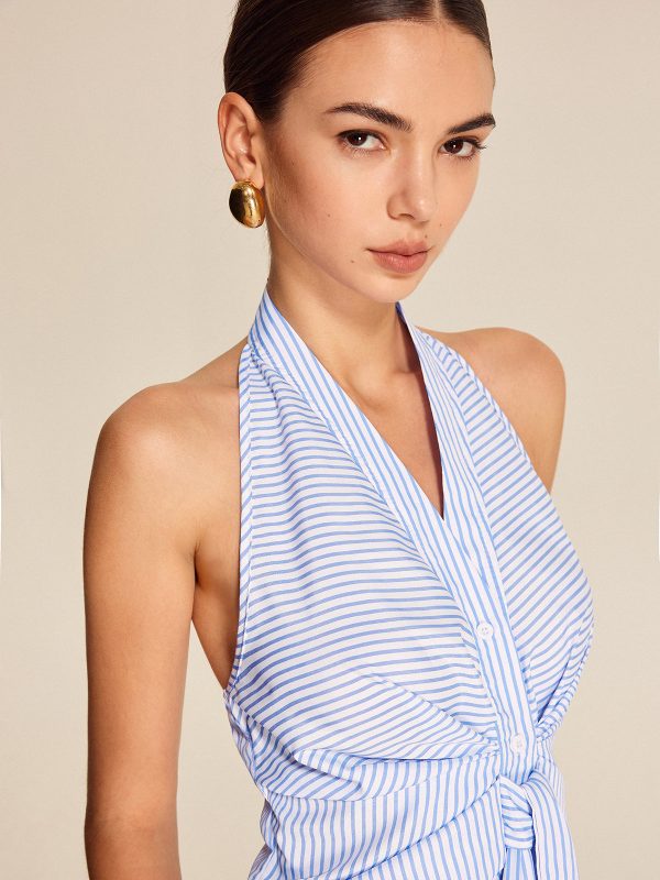 Striped Halter Tie Top - Image 9