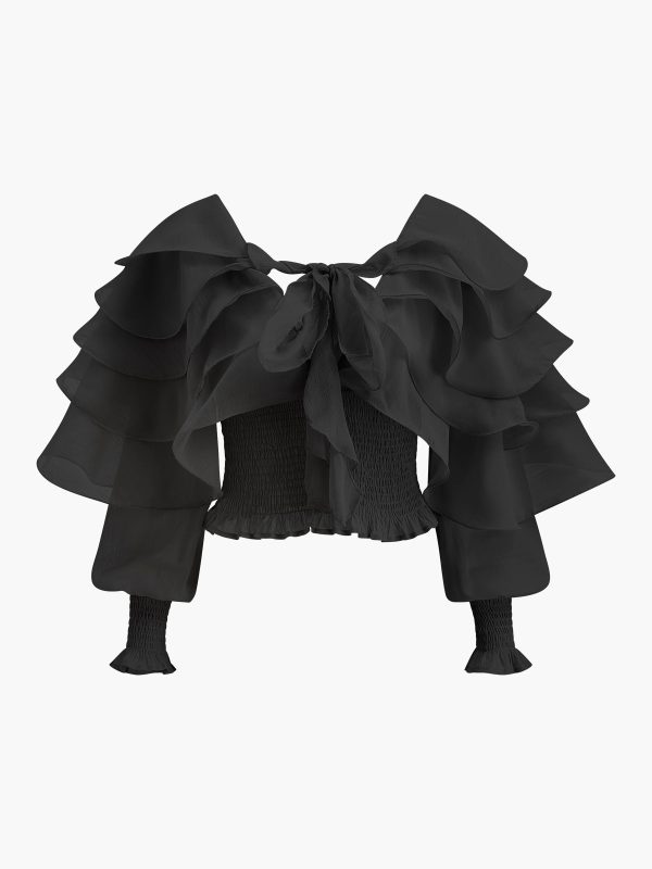 Semi-Sheer Chiffon Ruffle Backless Top - Image 12
