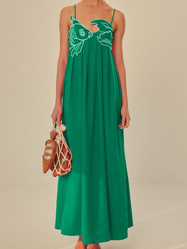 Embroidered Fish Semi-Sheer Cami Dress - Image 8