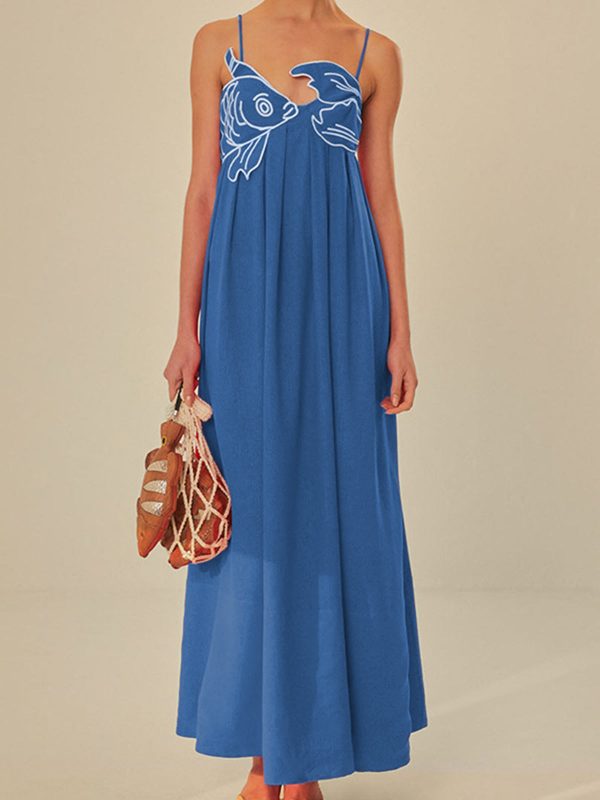 Embroidered Fish Semi-Sheer Cami Dress - Image 9