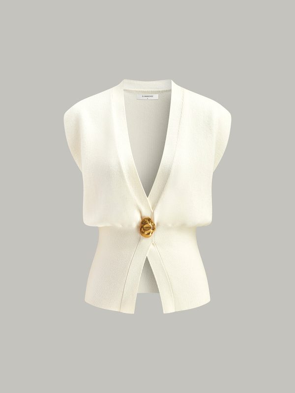 V-Neck Buttoned Detail Sweater Vest - Image 10
