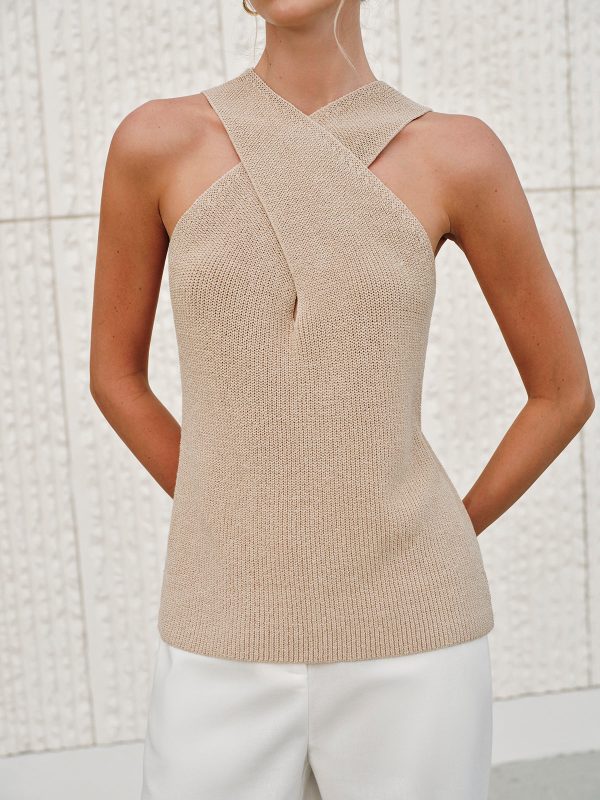 Halter Cross-Over Collar Tank Top - Image 6