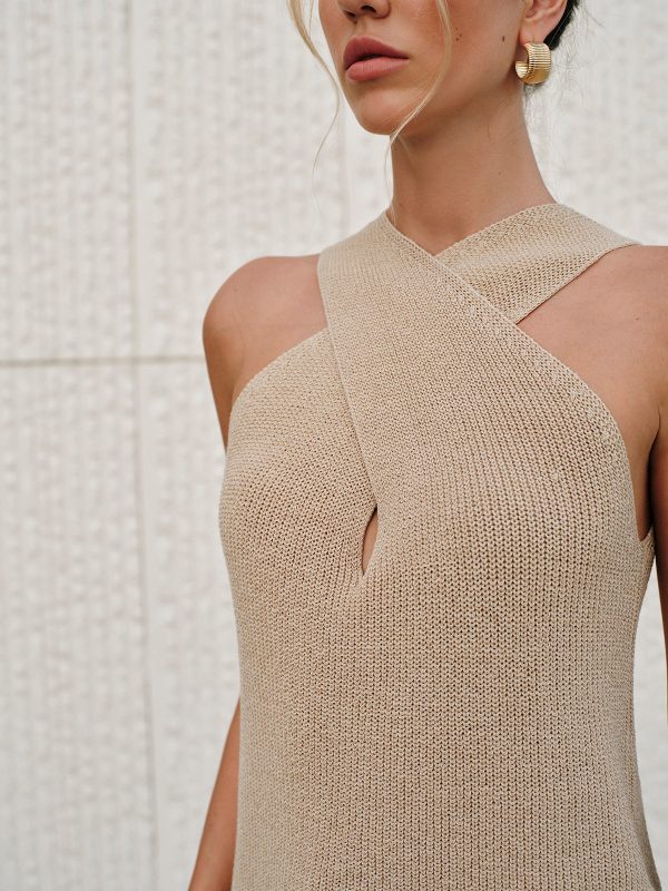 Halter Cross-Over Collar Tank Top - Image 2