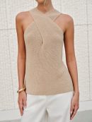 Halter Cross-Over Collar Tank Top