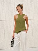 Halter Cross-Over Collar Tank Top