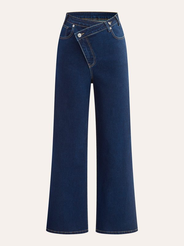 Asymmetric Waist Wide-Leg Jeans - Image 6