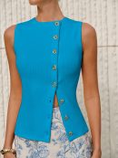 Asymmetric Button Sweater Vest
