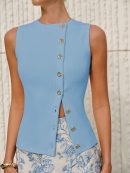 Asymmetric Button Sweater Vest