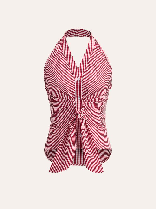 Striped Halter Tie Top - Image 5
