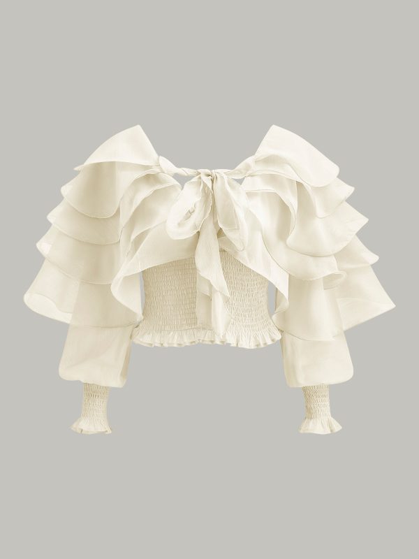 Semi-Sheer Chiffon Ruffle Backless Top - Image 14
