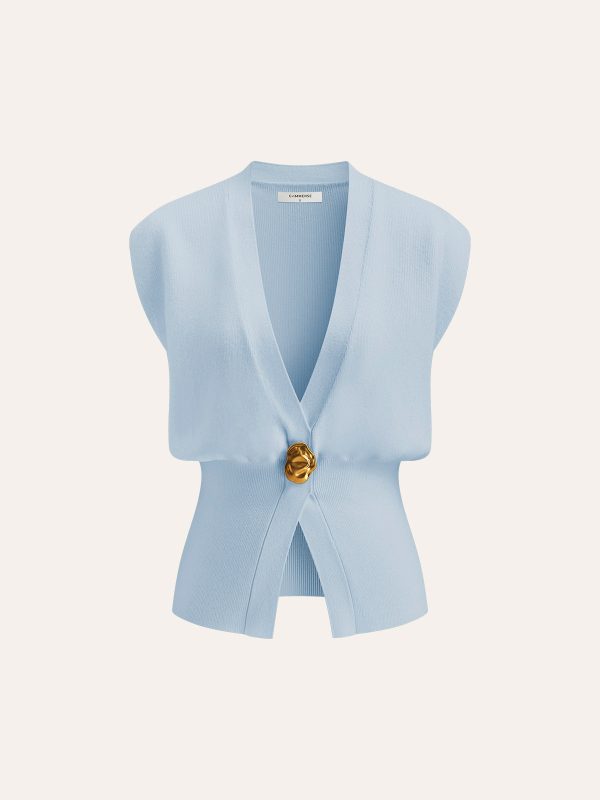 V-Neck Buttoned Detail Sweater Vest - Image 11
